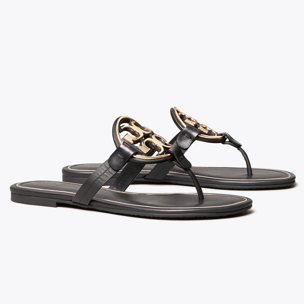 Tory Burch Metal Miller Black Premium Quality Flat Sandal-1