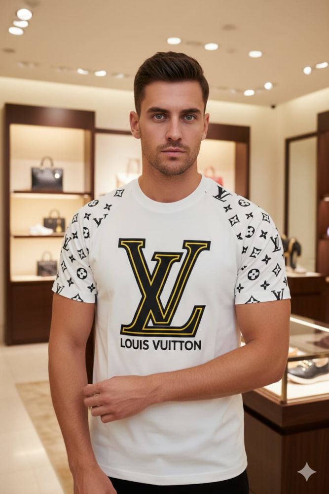 Louis Vuitton White Embroidery Logo Premium T-shirt-1