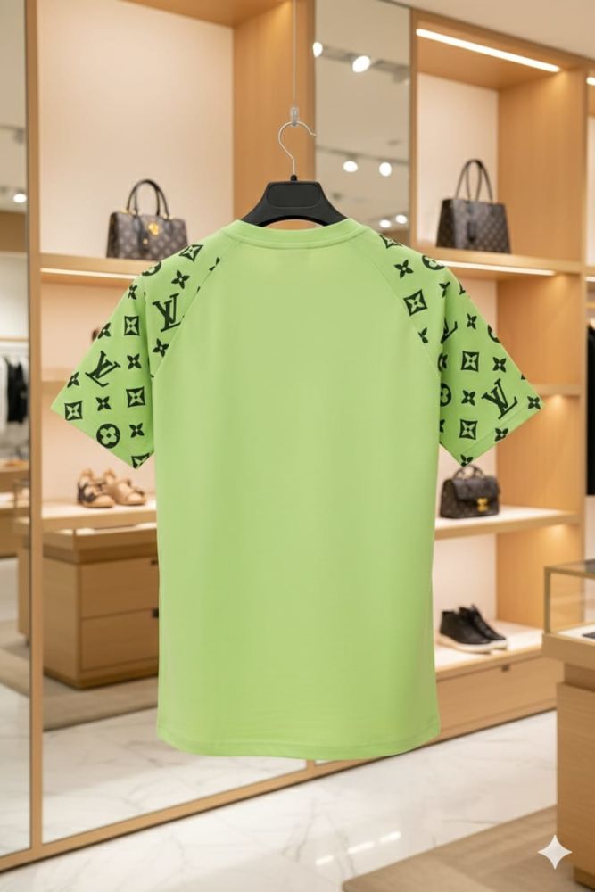 Louis Vuitton Green Embroidery Logo Premium T-shirt-2