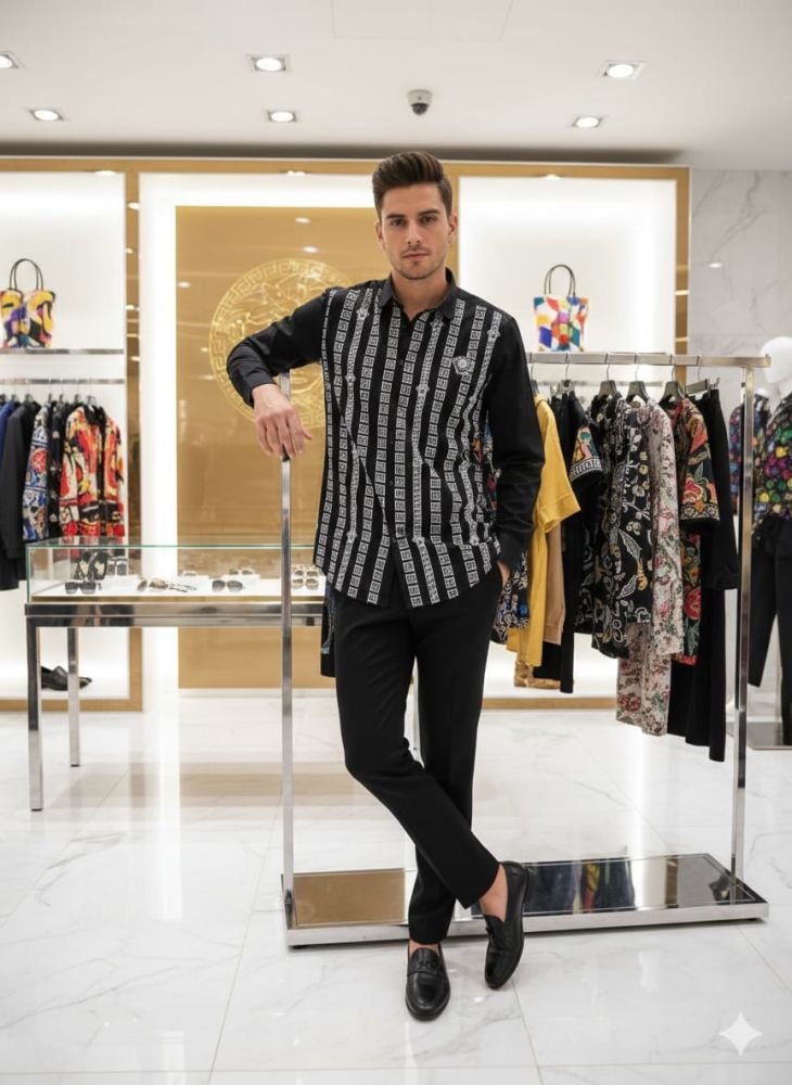 Versace Black Premium Quality Cotton Shirt-3