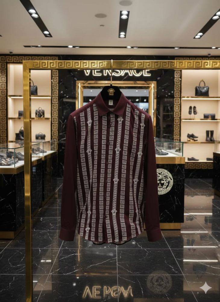 Versace Wine Premium Quality Cotton Shirt-3