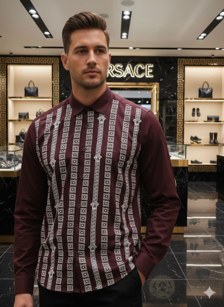Versace Wine Premium Quality Cotton Shirt-1