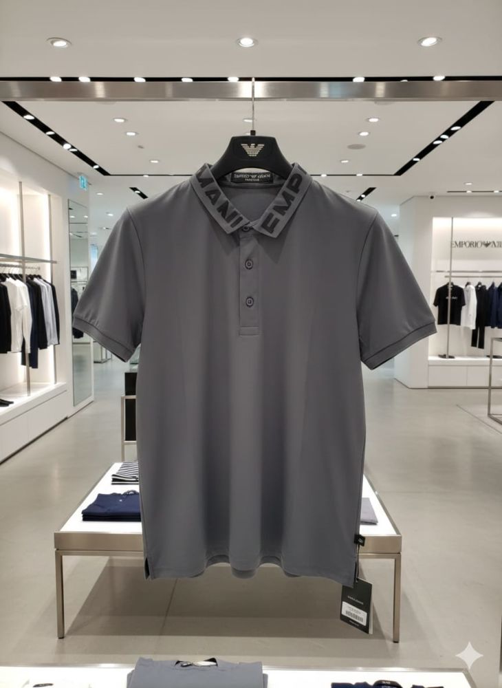 Emporio Armani Grey Premium Collar T-shirt-3