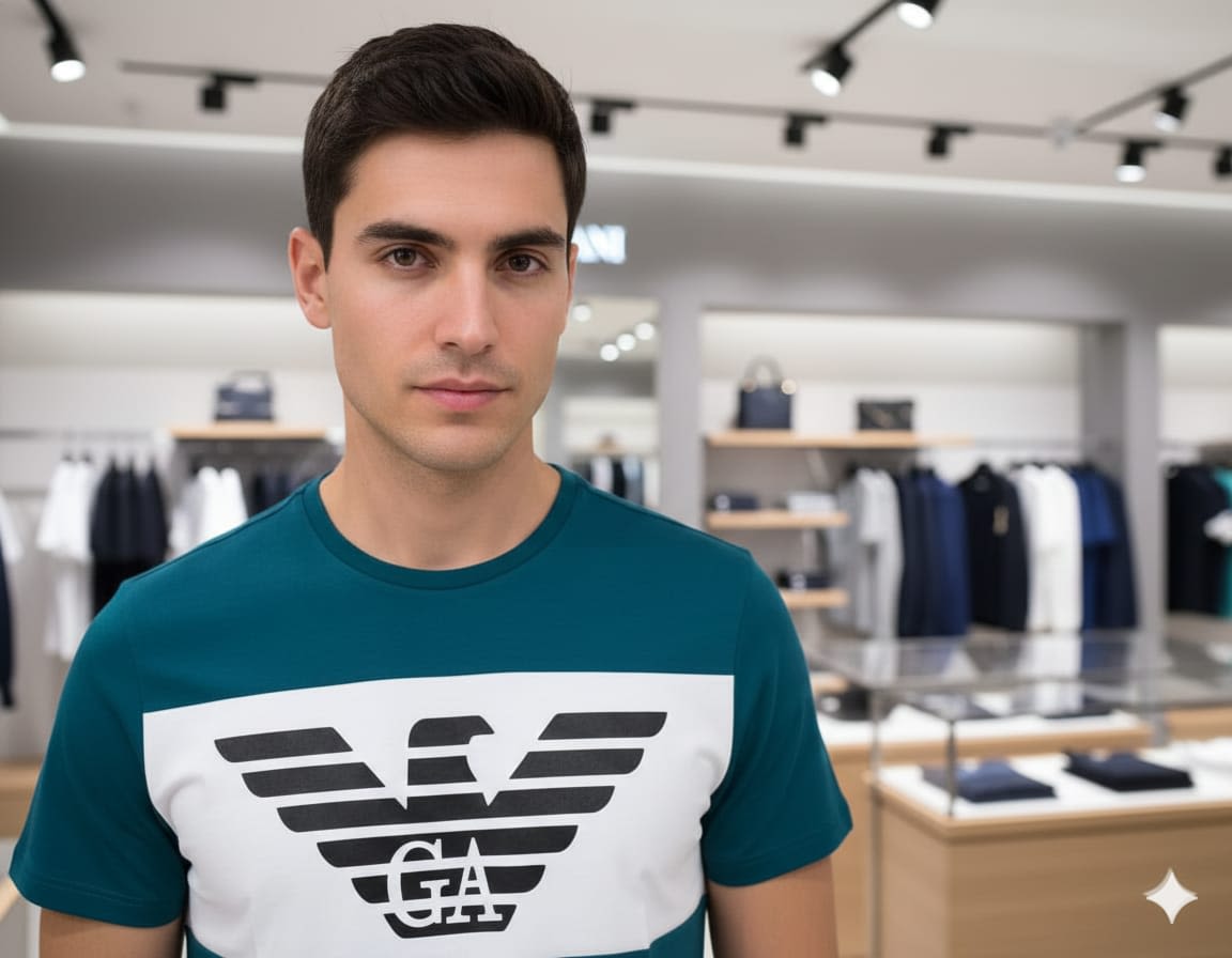 Giorgio Armani Blue Premium Quality T-shirt-2