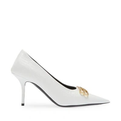 Balenciaga BB White Mid High Heel Sandals-4