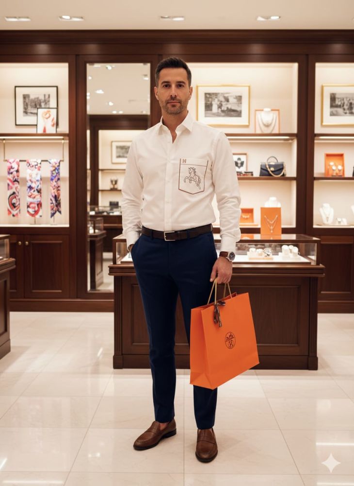 Hermès Horse Logo Embroidery White Premium Shirt-1