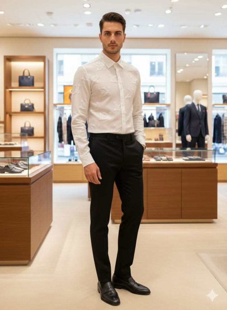 Louis Vuitton Monogram White Premium Cotton Shirt-thumb-0