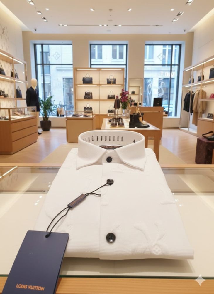 Louis Vuitton Monogram White Premium Cotton Shirt-thumb-3