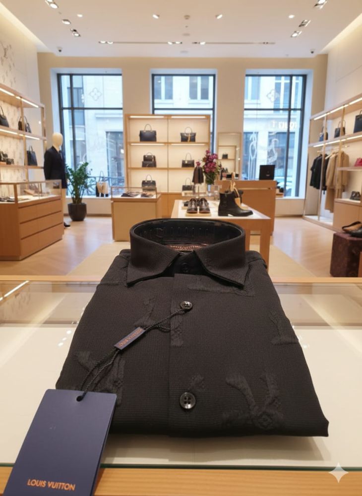 Louis Vuitton Monogram Black Premium Cotton Shirt-thumb-2