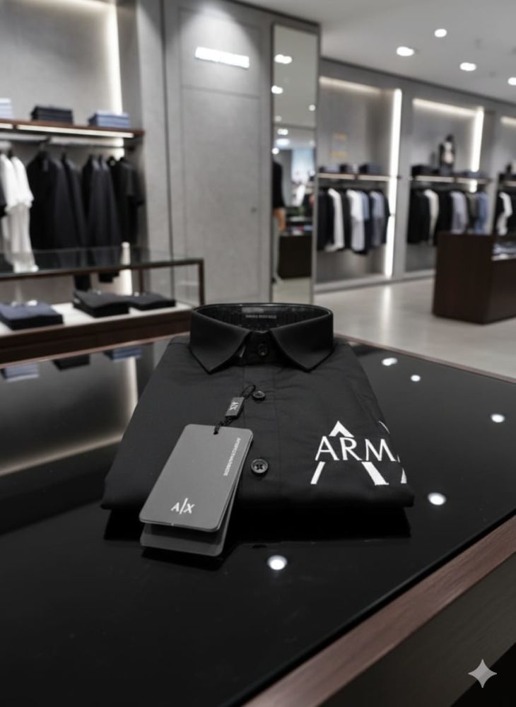 Armani Exchange Black Premium Quality Cotton Shirt-thumb-3