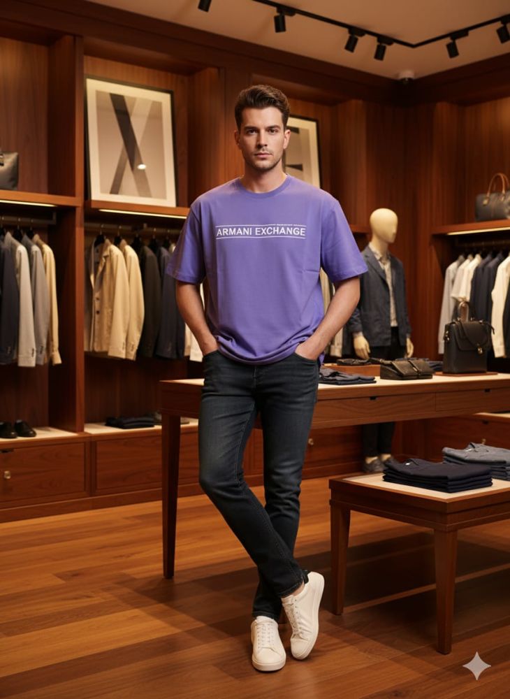 Armani Exchange Blue Premium Quality T-shirt-thumb-0