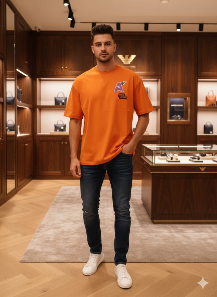 Armani Exchange Orange Premium Quality T-shirt-thumb-0