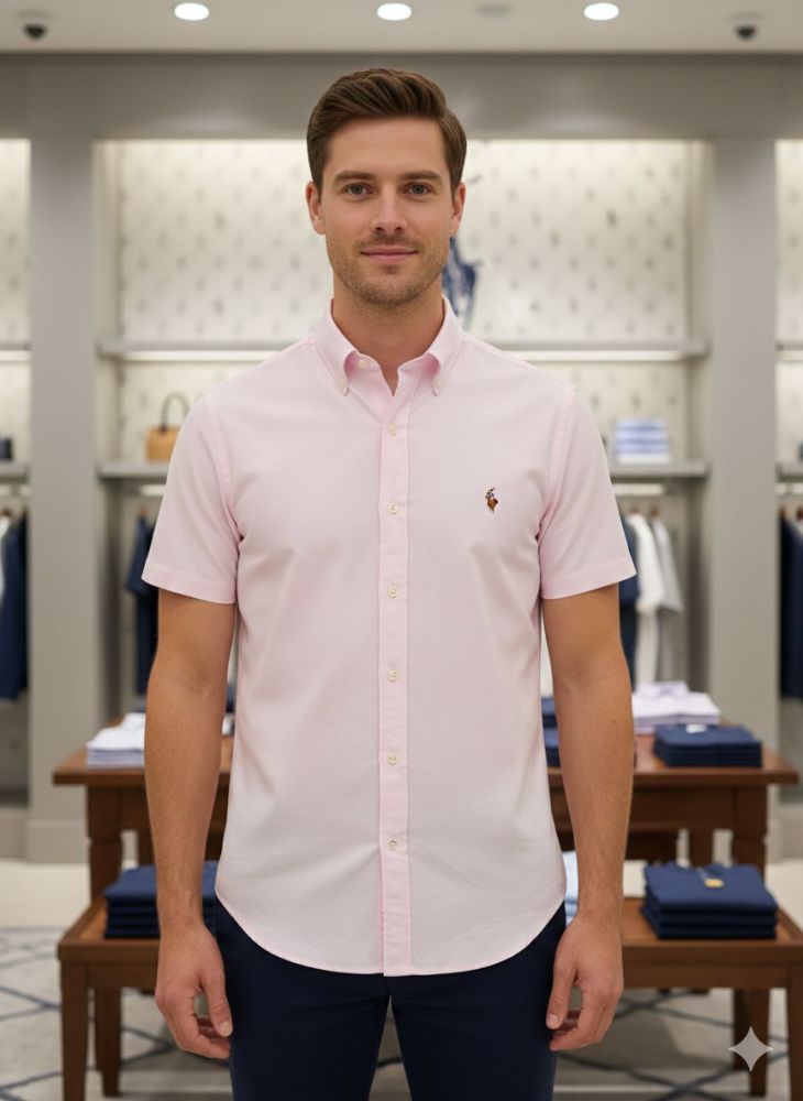 Ralph Lauren Pink Premium Quality Short Sleeve Shirt-thumb-0