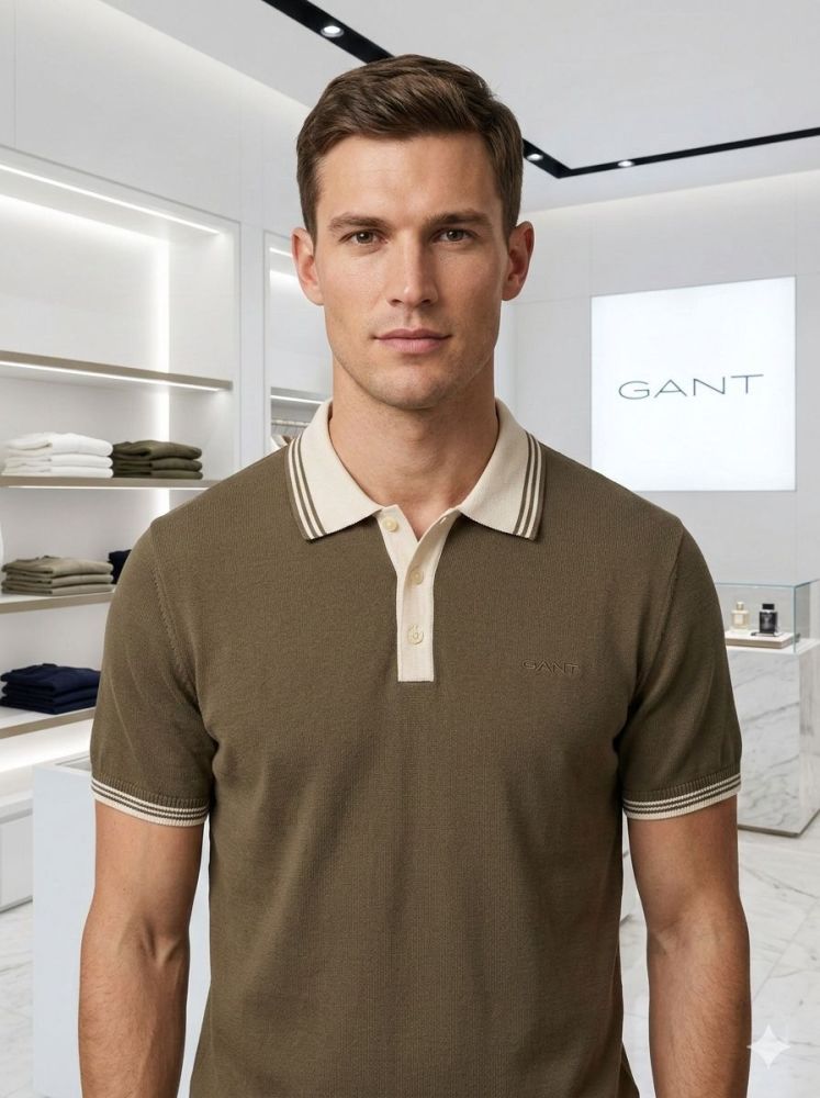 Gant Olive Green Premium Quality T-shirt-thumb-0