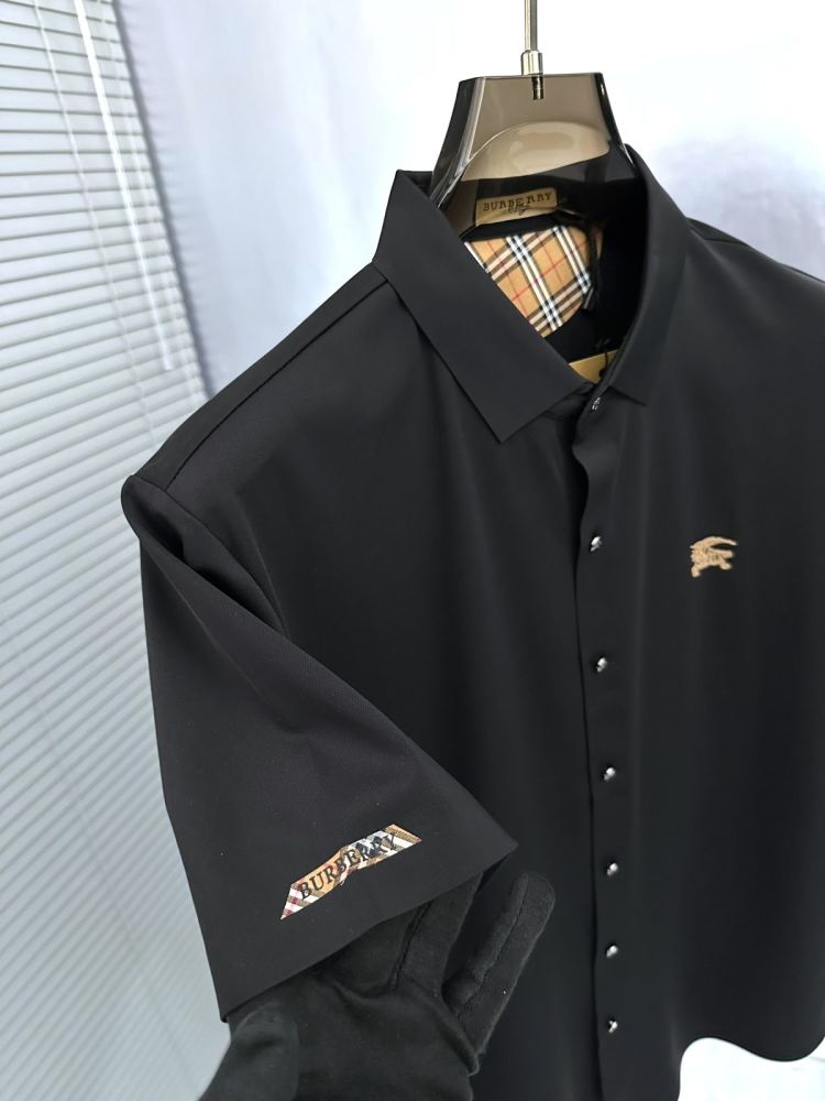 Burberry Black Premium Quality Short Sleeve Shirt-thumb-3