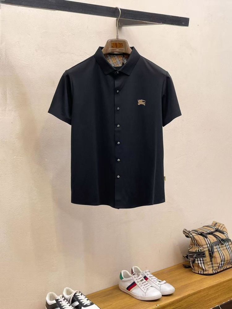 Burberry Black Premium Quality Short Sleeve Shirt-thumb-0