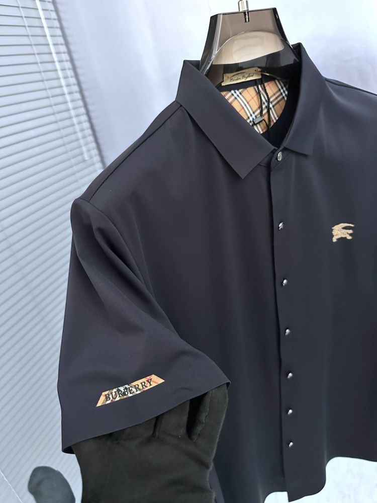 Burberry Blue Premium Quality Short Sleeve Shirt-thumb-3