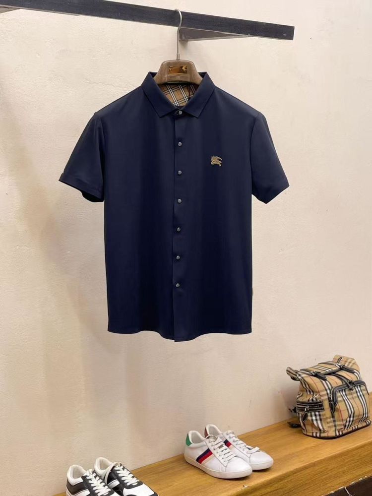 Burberry Blue Premium Quality Short Sleeve Shirt-thumb-0