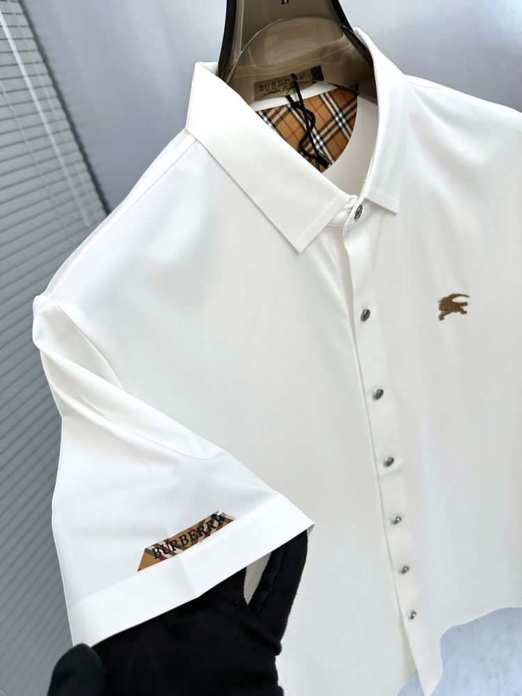 Burberry White Premium Quality Short Sleeve Shirt-thumb-3