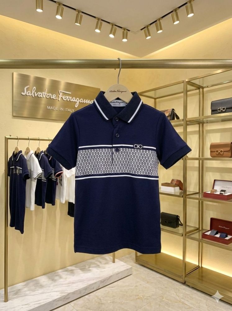 Salvatore Ferragamo Blue Kids Premium Quality T-shirt-thumb-1