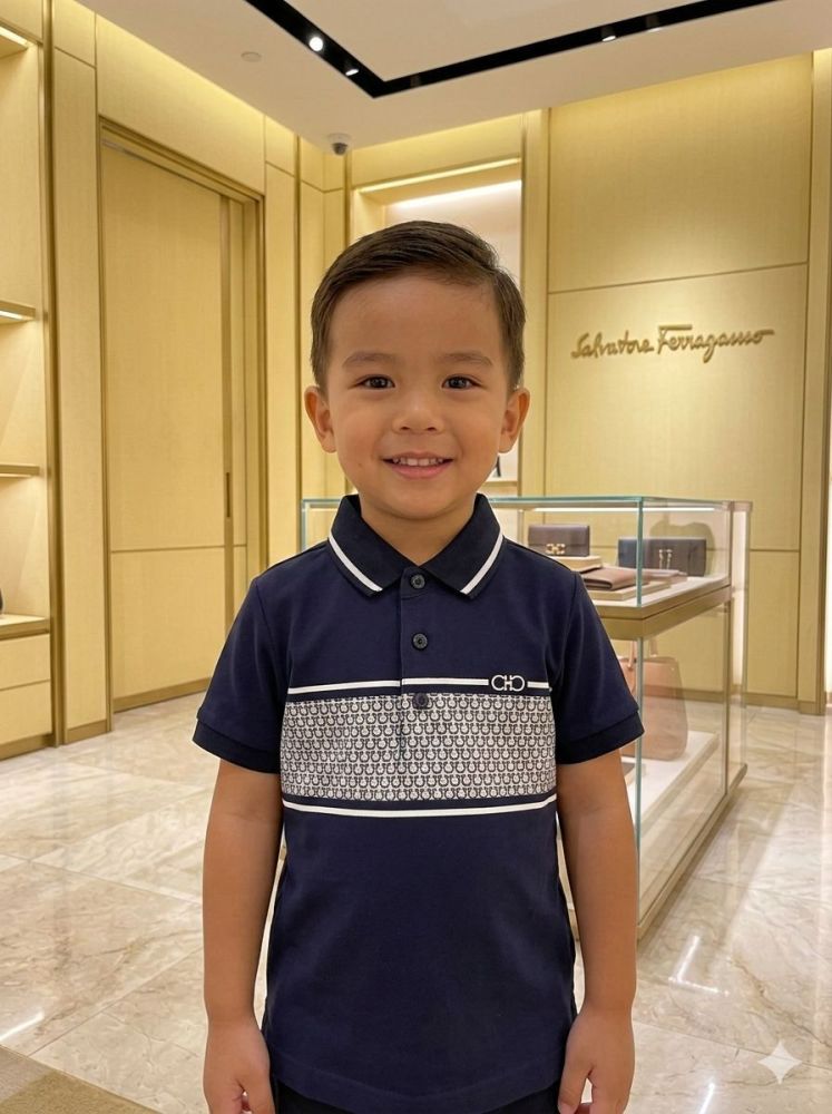 Salvatore Ferragamo Blue Kids Premium Quality T-shirt-thumb-0