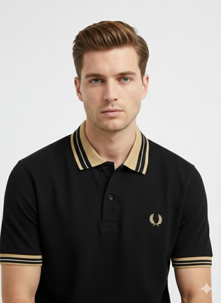 Fred Perry Embroidered logo Black Premium T-shirt-1