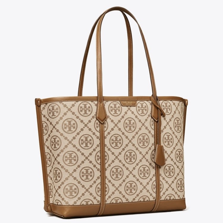 Tory Burch Perry Brown Small Embossed Tote Bag-1
