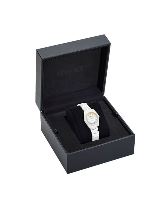 Versace Women Embellished Dial & Ceramic Bracelet Style Straps Analogue Watch VE9F00224-3