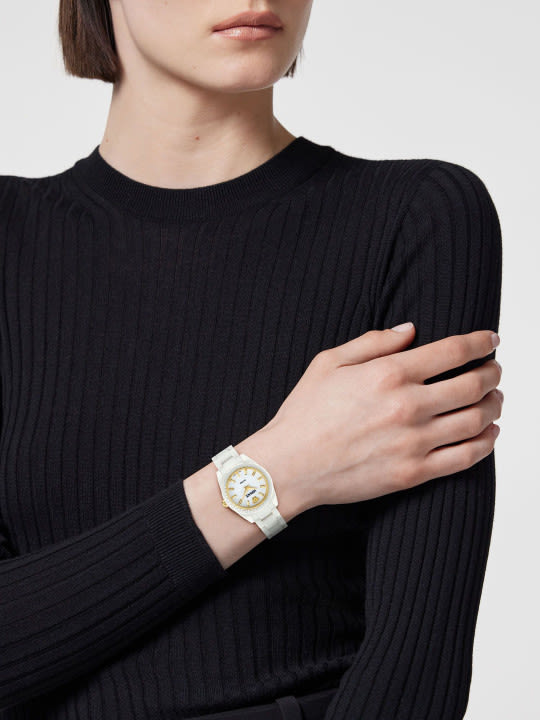 Versace Women Embellished Dial & Ceramic Bracelet Style Straps Analogue Watch VE9F00224-4