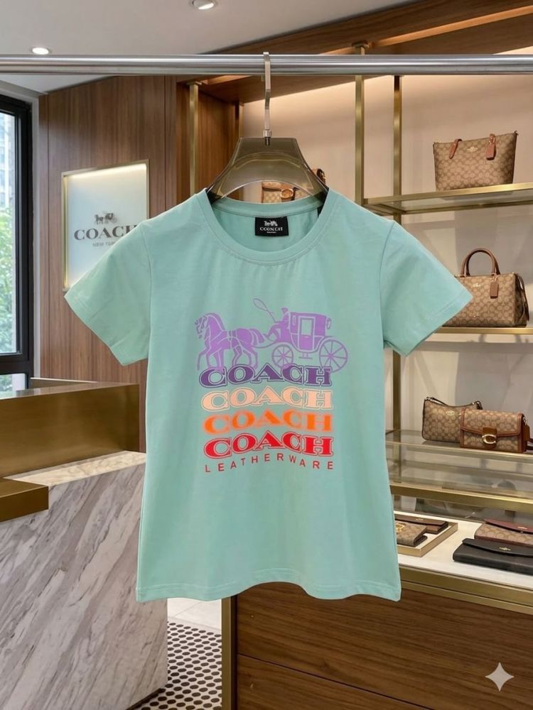 Coach Sky Blue Premium Quality Women T-shirt-1