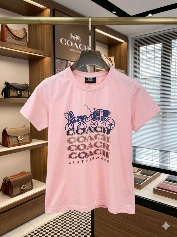 Coach Pink Premium Quality Women T-shirt-1