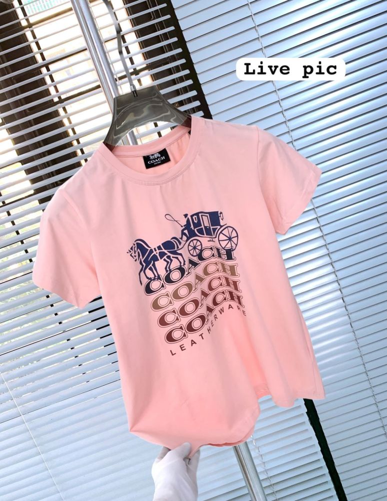 Coach Pink Premium Quality Women T-shirt-2