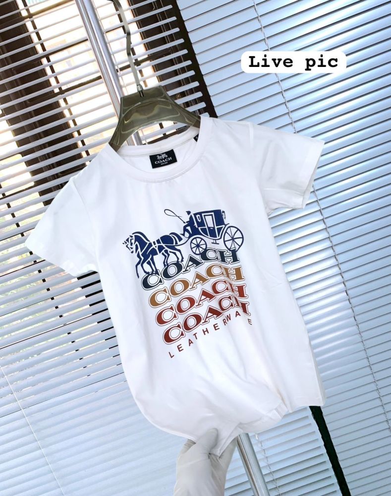 Coach White Premium Quality Women T-shirt-1