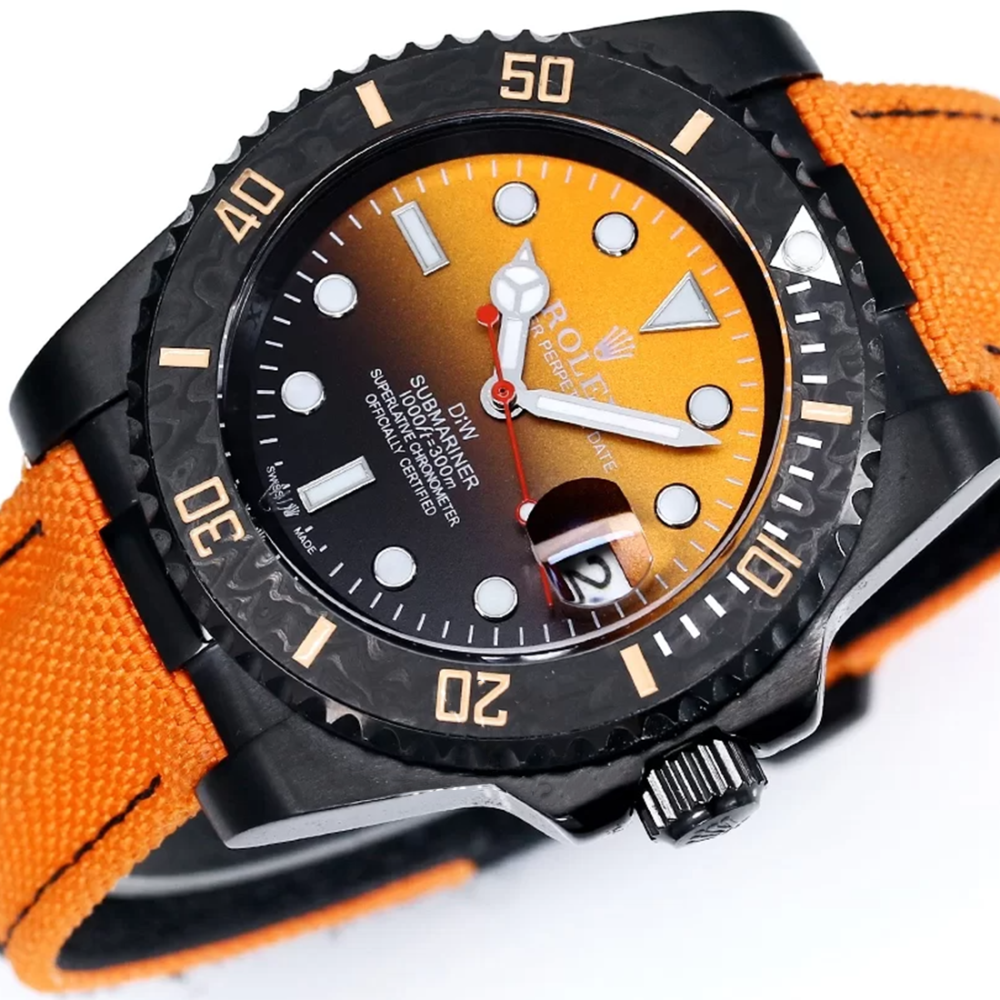 Rolex DiW Submariner "Parakeet" Orange Strap Watch 116610LN-3