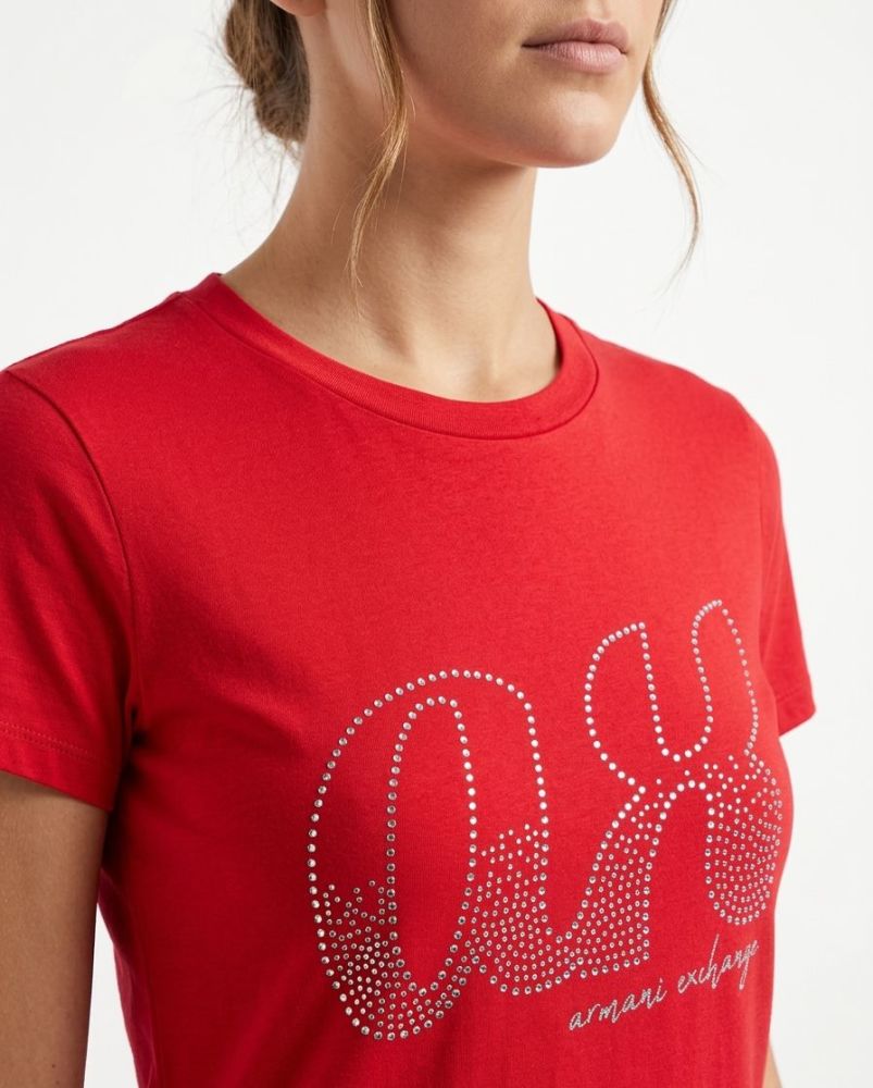 Armani Exchange Red Premium Quality Women T-shirt-1