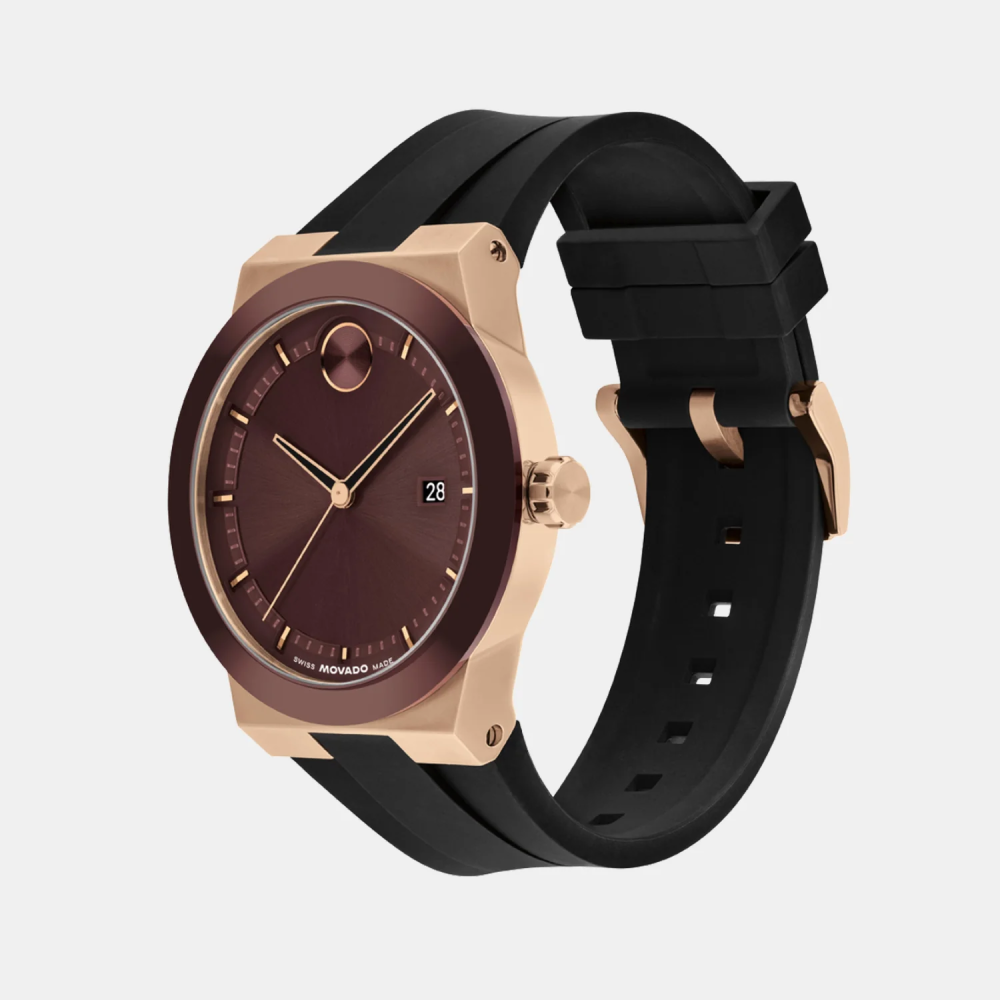 Movado Bold Men Quartz Burgundy Dial Analog Silicone Watch 3601214-1