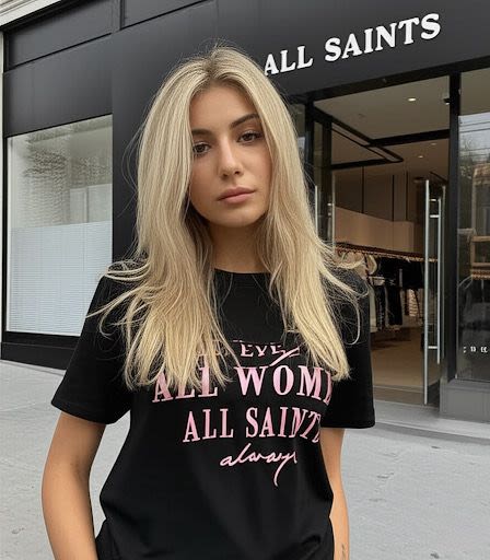 All Saint Black Premium Quality Women T-shirt-1