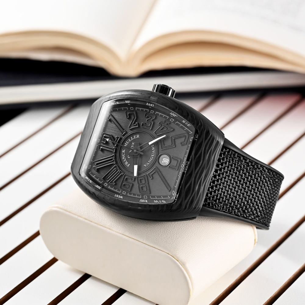 Franck Muller Men's Vanguard Black Leather Band Automatic Watch V45 SC DT CARBON.NR-8