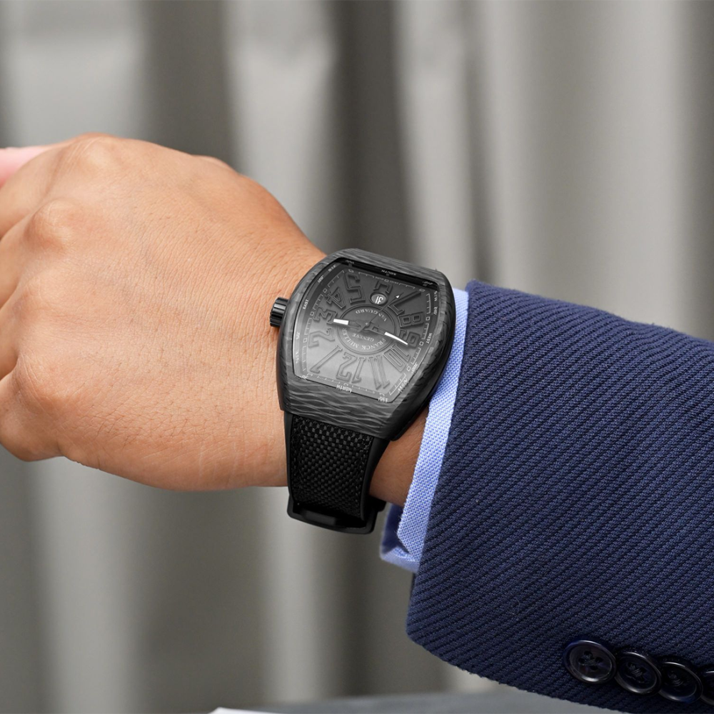 Franck Muller Men's Vanguard Black Leather Band Automatic Watch V45 SC DT CARBON.NR-7