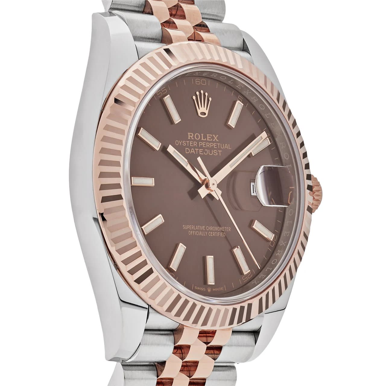 Rolex Date just 41 Two-Toned Rose Gold Stainless Steel Brown Dial 126331 thumbnail 4