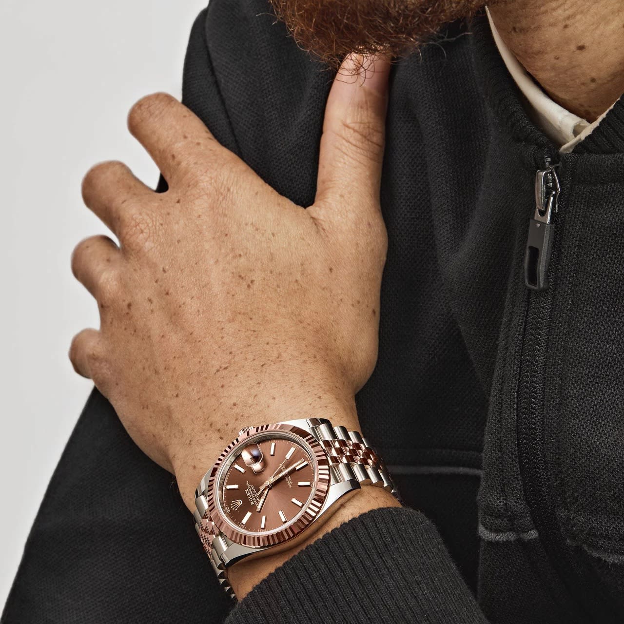 Rolex Date just 41 Two-Toned Rose Gold Stainless Steel Brown Dial 126331 thumbnail 7