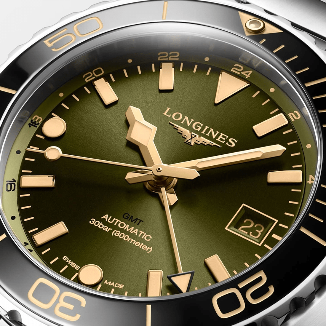 Longines HydroConquest GMT Automatic Green Dial Watch L3.790.4.06.6 thumbnail 2