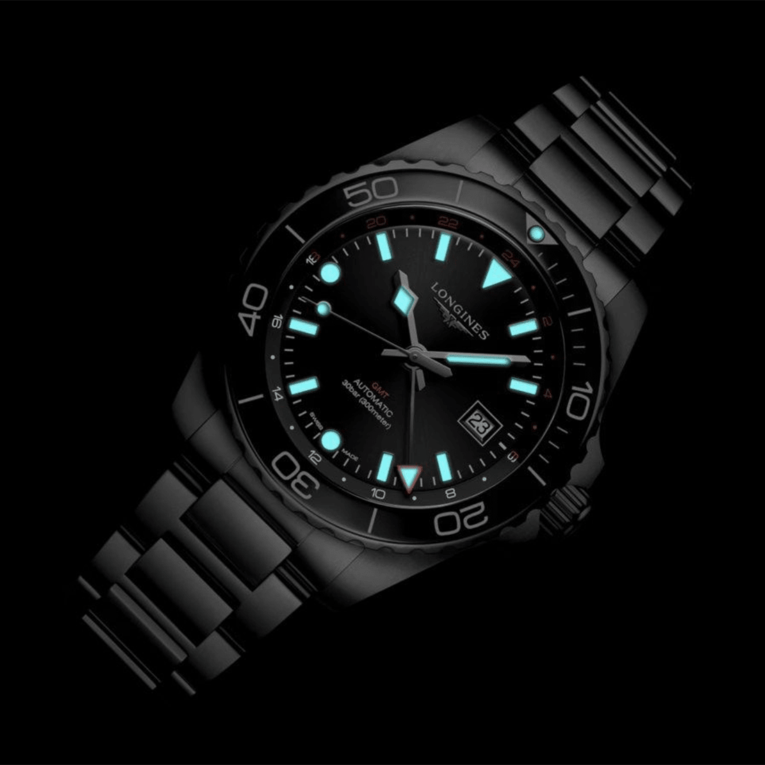 Longines HydroConquest GMT Automatic Black Dial Watch L3.890.4.56.6 thumbnail 4