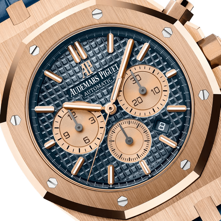 Audemars Piguet Royal Oak Selfwinding Chronograph Rose Gold Blue Index 41mm Blue Leather 26331OR.OO.D315CR.01 thumbnail 2