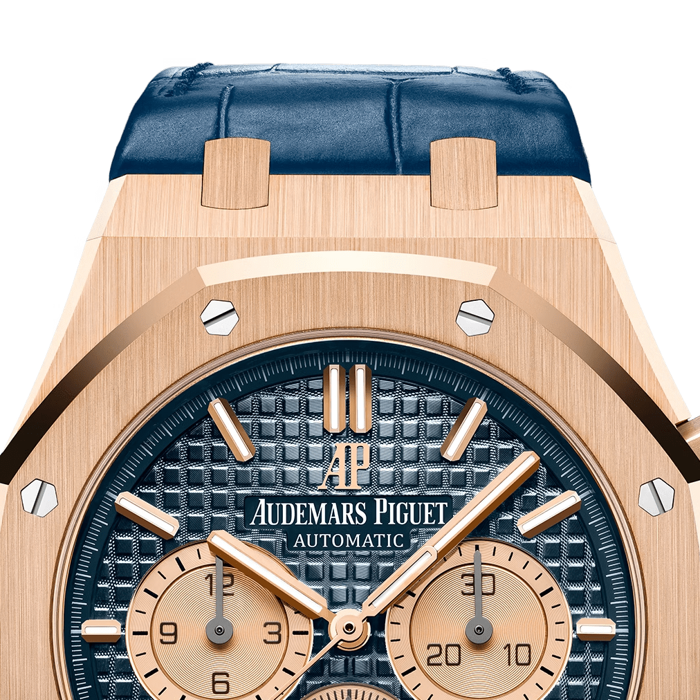 Audemars Piguet Royal Oak Selfwinding Chronograph Rose Gold Blue Index 41mm Blue Leather 26331OR.OO.D315CR.01 thumbnail 6