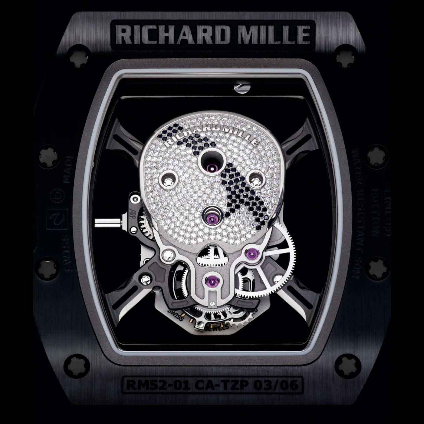 Richard Mille RM 052 Tourbillon Skull Black Strap Mens Watch thumbnail 5