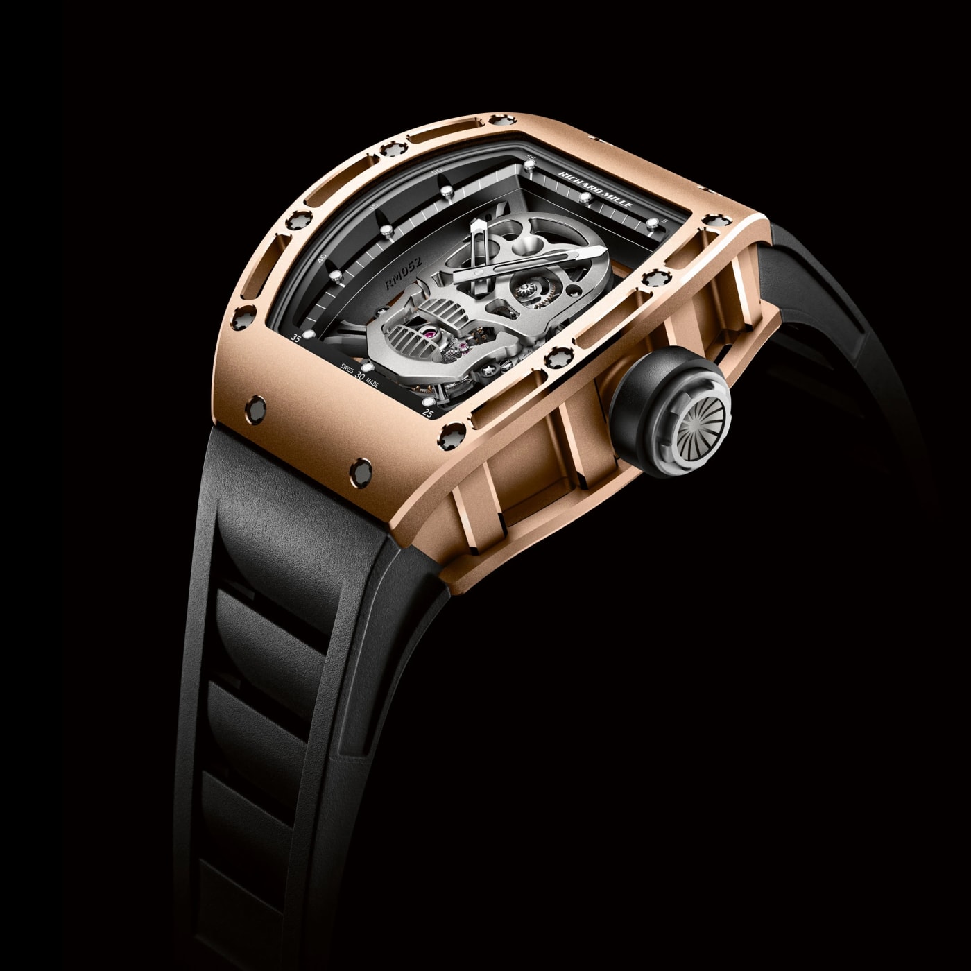 Richard Mille RM 052 Tourbillon Skull Black Strap Mens Watch thumbnail 4