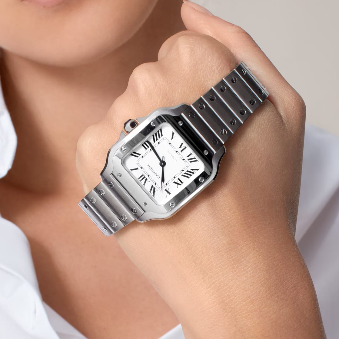 Santos de Cartier watch - automatic movement, steel, interchangeable metal CRWSSA0029 thumbnail 5