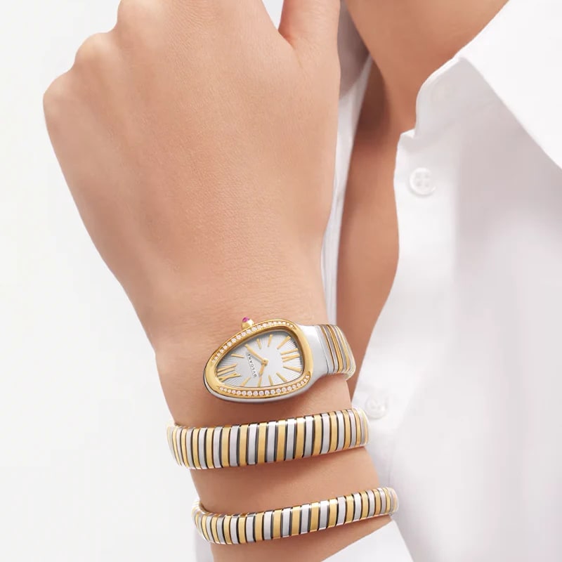 Bvlgari Serpenti Tubogas Watch,35 mm, Stainless Steel Yellow Gold 103797 thumbnail 4