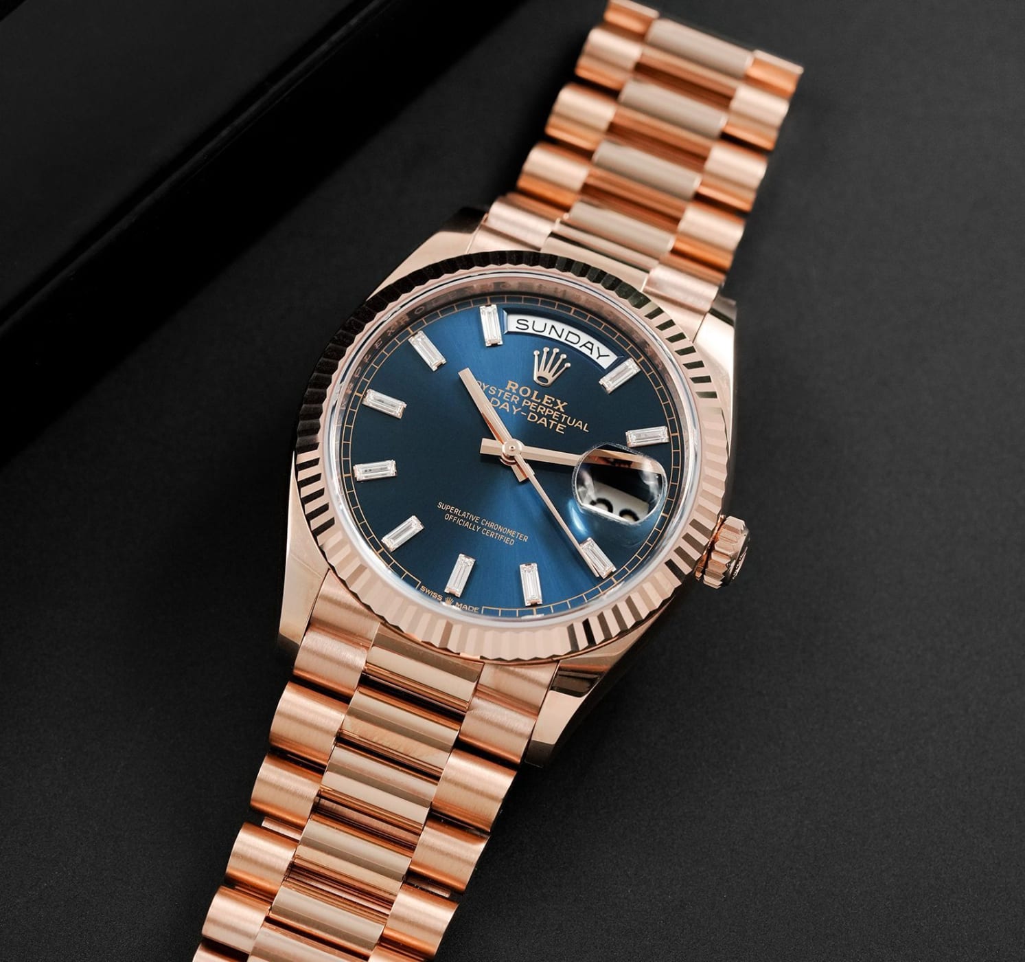 Rolex Day-Date Rose Gold, 36 mm 128235-BLUGRN10BR thumbnail 5